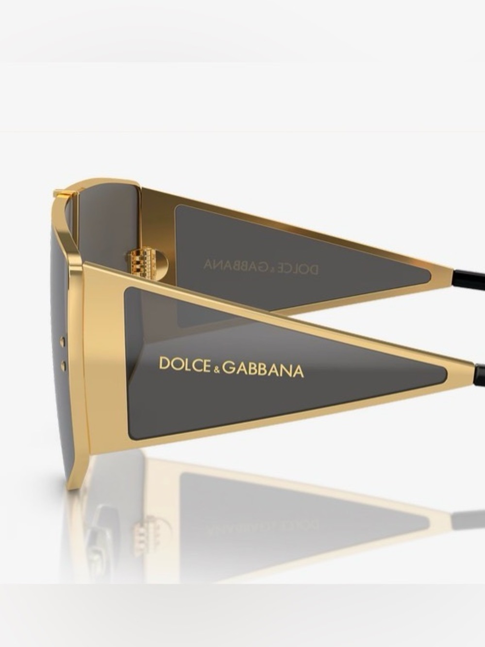 Dolce & Gabbana Gold and Black Shield Sunglasses - Picture 12 of 17